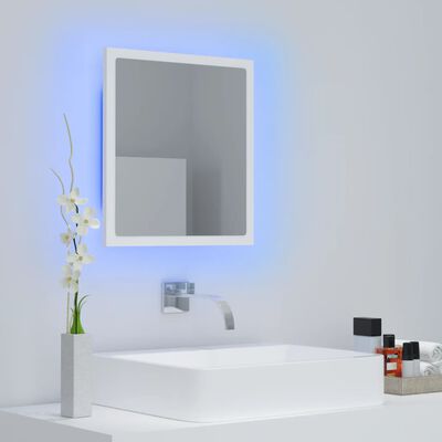 vidaXL Kúpeľňové zrkadlo s LED, biele 40x8,5x37 cm, akryl