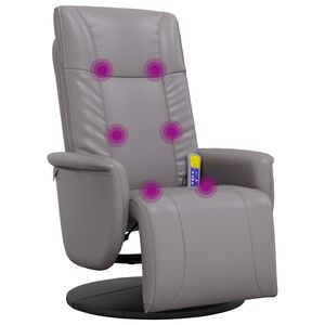 vidaXL Mas&aacute;žne skl&aacute;pacie kreslo s podnožkou siv&eacute; umel&aacute; koža