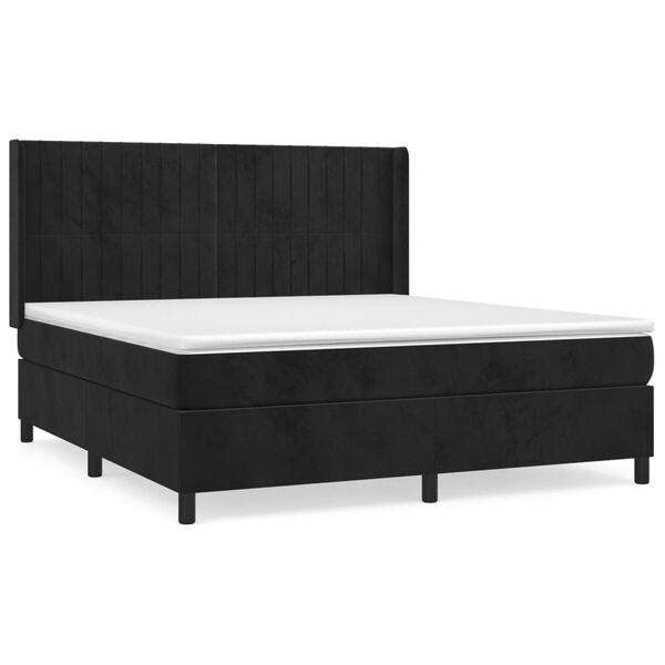 vidaXL Posteľn&yacute; r&aacute;m boxspring s matracom čierny 160x200 cm zamat