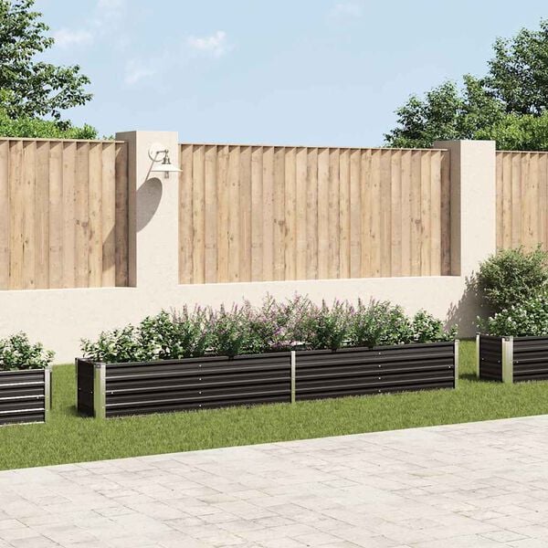 vidaXL Vyvýšený záhradný záhon, pozinkovaná oceľ 320x40x45cm, antracit