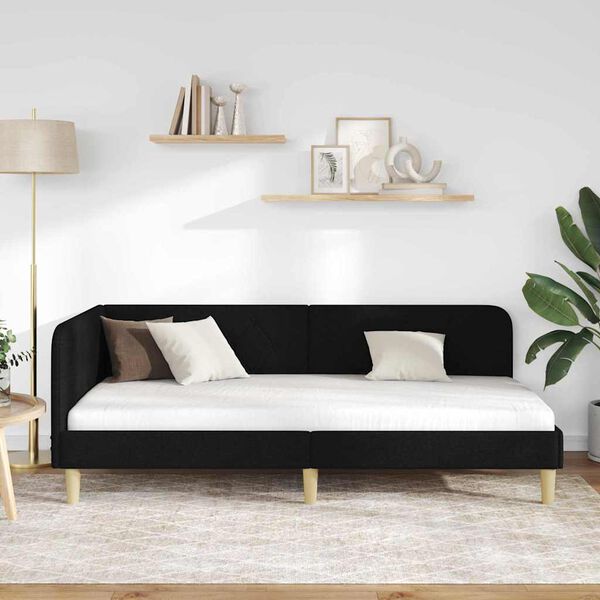 vidaXL Rohov&yacute; r&aacute;m postele s čelnou doskou Čierna 90 x 190 cm l&aacute;tka