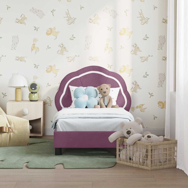 vidaXL Rám detskej postele s čelom Fialová 70 x 140 cm Zamat