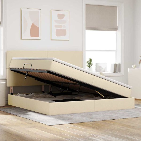 vidaXL Postel s &uacute;ložn&yacute;m prostorem a LED svetlom Kr&eacute;mov&aacute; 200 x 200 cm