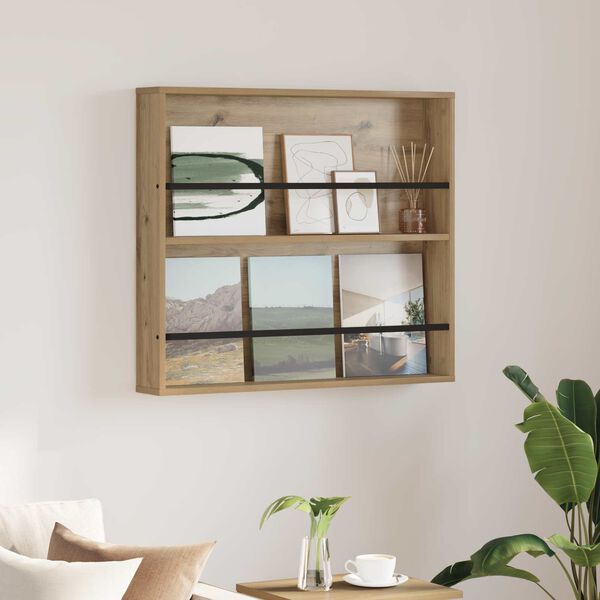 vidaXL Reg&aacute;l na časopisy s poličkou Remeseln&yacute; dub 80 x 12 x 70 cm