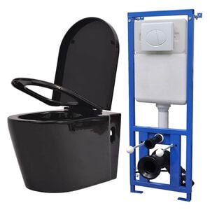vidaXL Keramick&eacute; z&aacute;vesn&eacute; WC so skrytou n&aacute;držou, čierne
