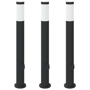 vidaXL Stĺpikov&eacute; svetl&aacute; so z&aacute;suvkou 3 ks 80 cm nehrdzavej&uacute;ca oceľ IP44