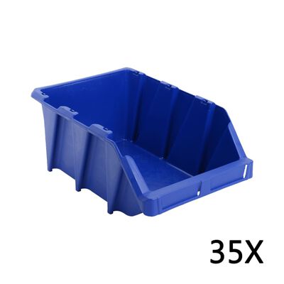 vidaXL Stohovateľné úložné boxy 35 ks, 218x360x156 mm, modré