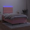 vidaXL Boxspring posteľ s matracom a LED, ružov&aacute; 120x190 cm, zamat