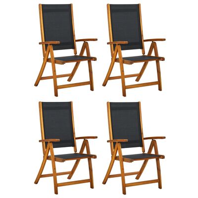 vidaXL Skladacie záhradné stoličky 4 ks akáciový masív a textilén