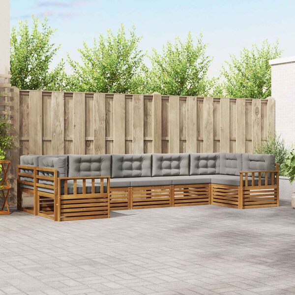 vidaXL Z&aacute;hradn&aacute; s&uacute;prava gaučov s vank&uacute;&scaron;om 7 pcs Pr&iacute;rodn&aacute; a svetlosiv&aacute;