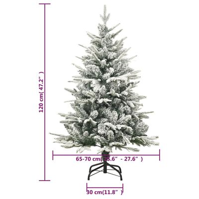 vidaXL Zasnežený umelý vianočný stromček zelený 120 cm PVC a PE