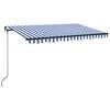 vidaXL Ručne zaťahovacia mark&iacute;za s LED 400x350 cm modr&aacute; a biela