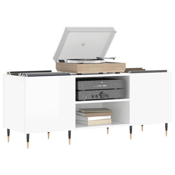 vidaXL Skrinka na platne lesklá biela 121x38x48 cm kompozitné drevo