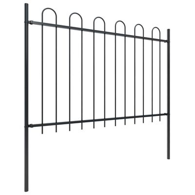 vidaXL Záhradný plot s oblúkovým zakončením, oceľ 15,3x1,2 m, čierny
