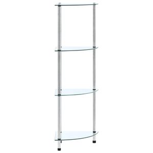 vidaXL Reg&aacute;l so 4 policami, priehľadn&yacute; 30x30x100 cm, tvrden&eacute; sklo