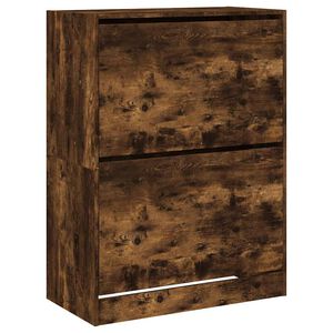 vidaXL Botn&iacute;k s 2 v&yacute;klopn&yacute;mi z&aacute;suvkami dymov&yacute; dub 80x42x108 cm