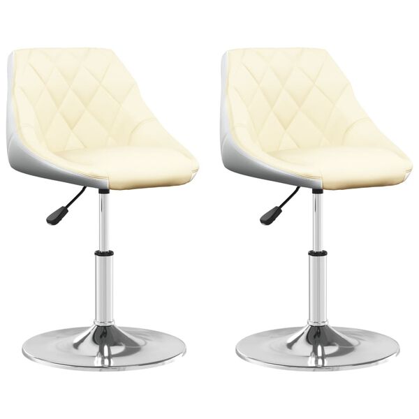 vidaXL Otočn&eacute; jed&aacute;lensk&eacute; stoličky 2 ks kr&eacute;mov&eacute; a biele umel&aacute; koža