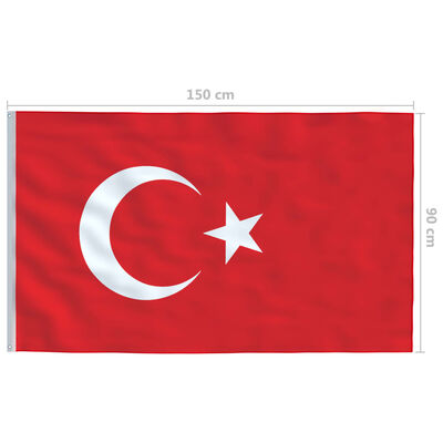 vidaXL Vlajka Turecko 90x150 cm