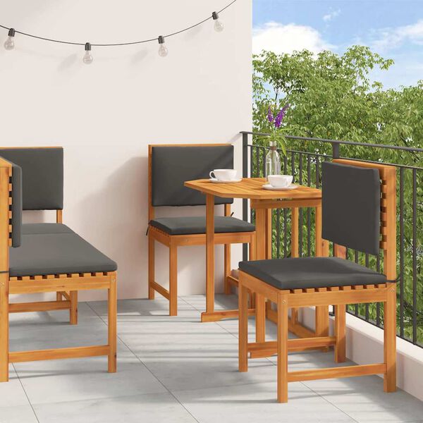 vidaXL Záhradný bistro set 4 pcs Hnedá akáciový masív