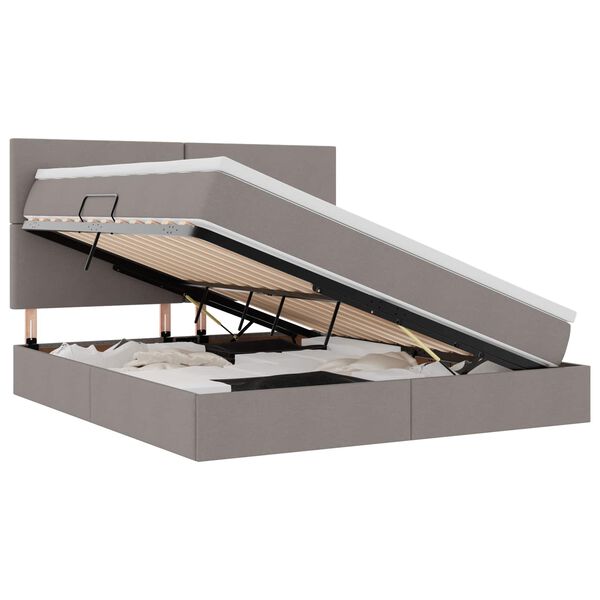 vidaXL Postel s &uacute;ložn&yacute;m prostorem a LED svetlom Sivohned&aacute; 180 x 200 cm