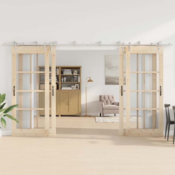 vidaXL Kovanie na posuvné dvere 400 cm, nehrdzavejúca oceľ, strieborné