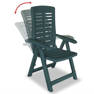 vidaXL Sklápacie záhradné stoličky 2 ks, plast, zelené