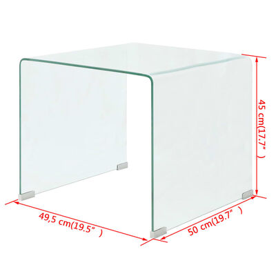 vidaXL Konferenčný stolík z tvrdeného skla, 49,5x50x45cm, priehľadný