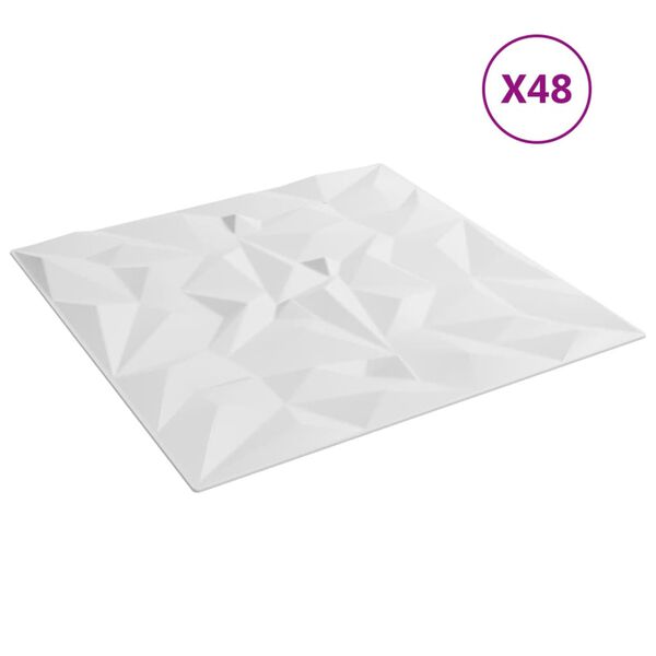 vidaXL N&aacute;stenn&eacute; panely 48 ks, biele 50x50 cm, XPS 12 m&sup2; ametyst