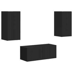vidaXL Zostava TV skriniek N&aacute;stenn&yacute; 2 pcs Čierna Kompozitn&eacute; drevo