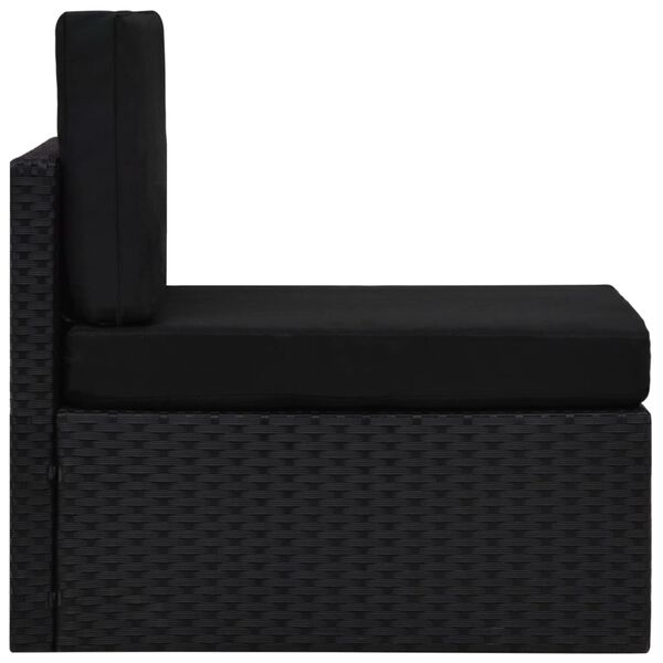 vidaXL Sektorová stredová pohovka čierna polyratanová