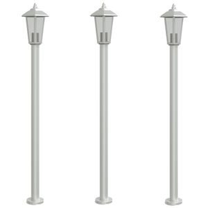 vidaXL Vonkaj&scaron;ie stojace lampy 3 ks strieborn&eacute; 100cm nehrdzavej. oceľ