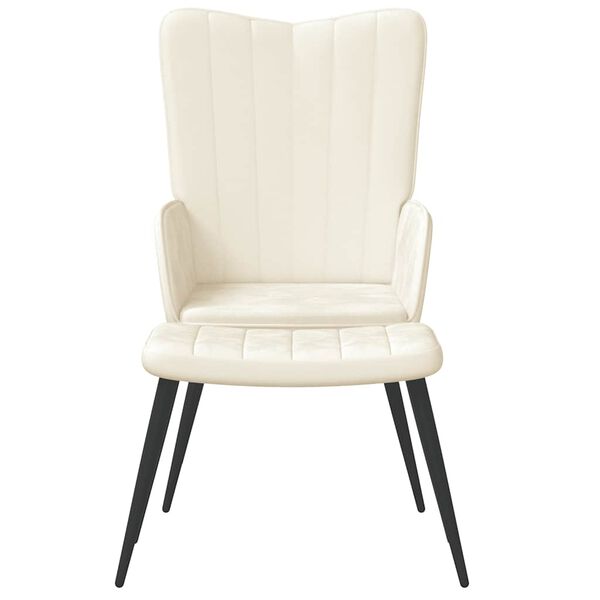 vidaXL Relaxačn&eacute; kreslo s podnožkou, kr&eacute;movo biele, zamatov&eacute;