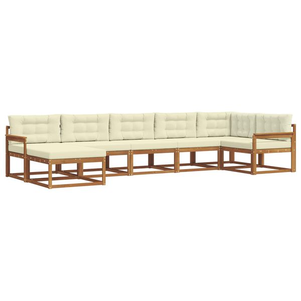 vidaXL Z&aacute;hradn&aacute; s&uacute;prava gaučov s vank&uacute;&scaron;om 7 pcs Pr&iacute;rodn&aacute; a kr&eacute;mov&aacute;