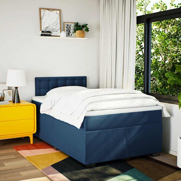 vidaXL Boxspring posteľ s matracom modr&aacute; 120x190 cm l&aacute;tka