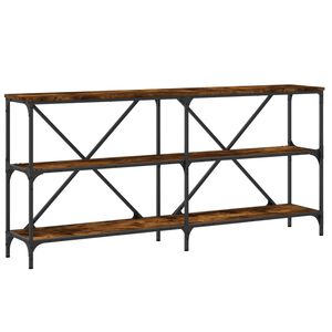 vidaXL Konzolov&yacute; stol&iacute;k dymov&yacute; dub 160x30x75cm kompozitn&eacute; drevo železo