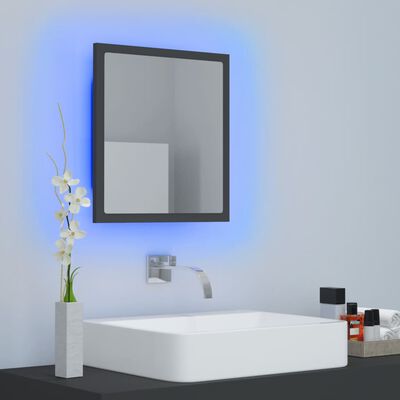 vidaXL Kúpeľňové zrkadlo s LED, sivé 40x8,5x37 cm, akryl