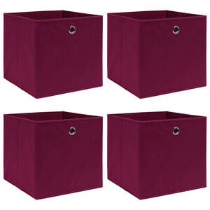 vidaXL &Uacute;ložn&eacute; boxy 4 ks, tmavočerven&eacute; 32x32x32 cm, l&aacute;tka