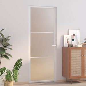 vidaXL Vn&uacute;torn&eacute; dvere 76x201,5 cm biele matn&eacute; sklo a hlin&iacute;k