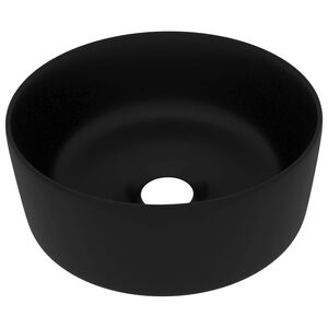 vidaXL Luxusn&eacute; um&yacute;vadlo, okr&uacute;hle, matn&eacute; čierne 40x15 cm, keramika