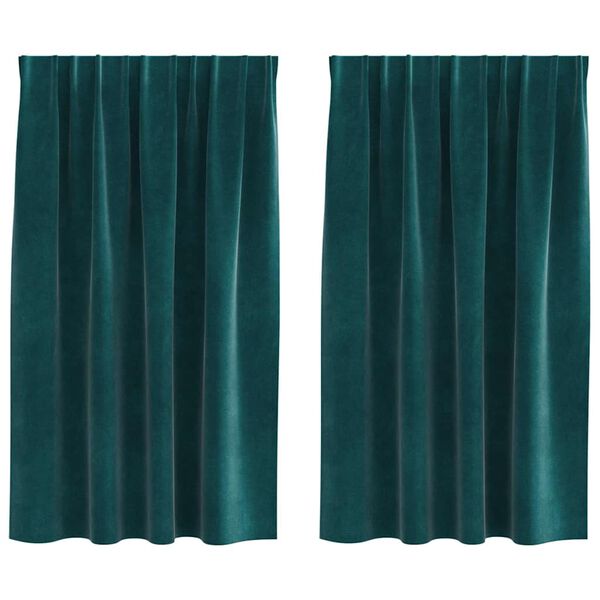 vidaXL Okenice so z&aacute;clonami 2 pcs Tmavozelen&aacute; 140 x 140 cm Zamat