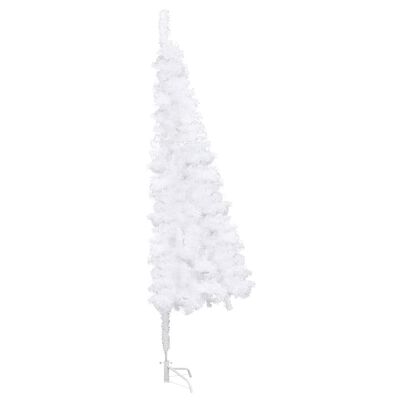 vidaXL Rohový umelý vianočný stromček s LED a guľami biely 240 cm PVC