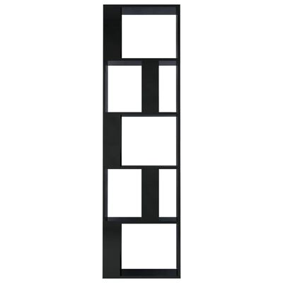 vidaXL Knižnica/deliaca stena, lesklá čierna 45x24x159 cm