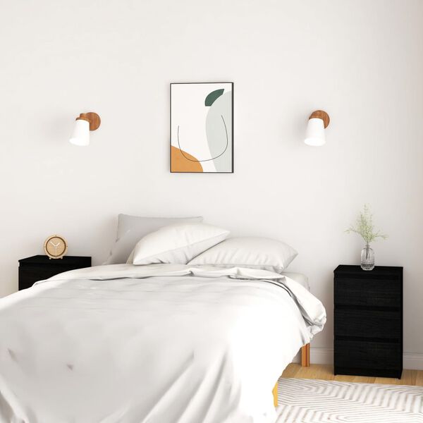 vidaXL Nočn&eacute; stol&iacute;ky 2 ks čierne 40x29,5x64 cm borovicov&yacute; mas&iacute;v