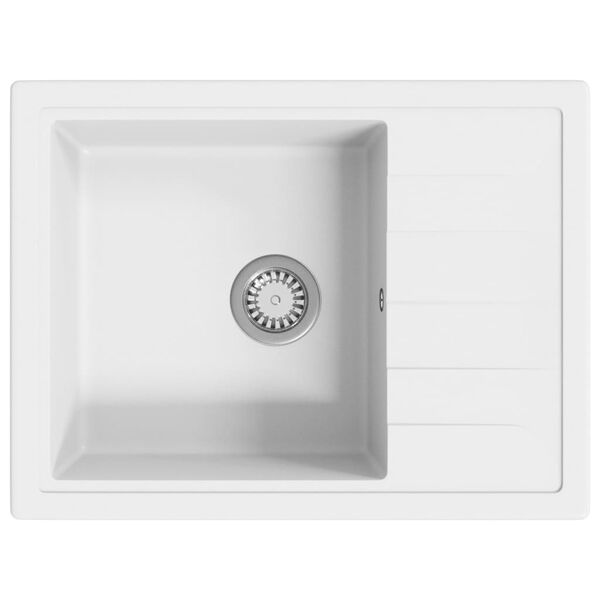 vidaXL Kuchynsk&yacute; drez s prepadom ov&aacute;lny biely granitov&yacute;