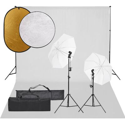 vidaXL Fotografické vybavenie s osvetlením, pozadím a reflektorom