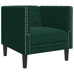 VidaXL Chesterfield Pohovka Tmavozelen&aacute; zamatov&aacute;