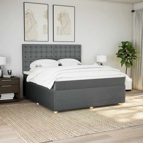vidaXL Boxspring posteľ s matracom tmavosiv&aacute; 180x200 cm l&aacute;tka