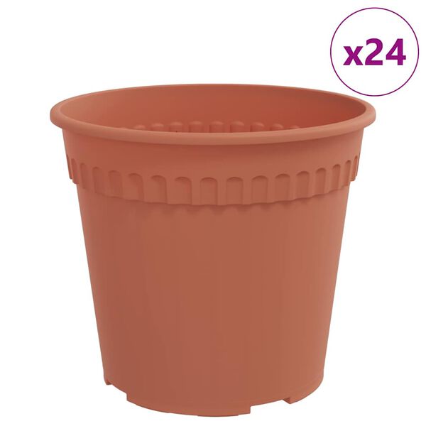 vidaXL Kulat&yacute; kvetin&aacute;č 24 pcs Tehlovo červen&aacute; &Oslash; 19 x 16 cm Plast