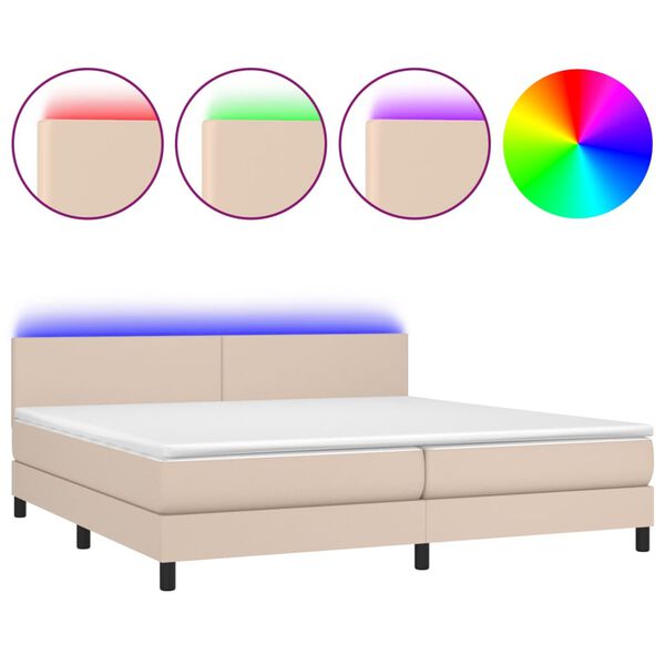 vidaXL Boxspring posteľ matrac a LED kapuč&iacute;nov&aacute; 200x200 cm umel&aacute; koža