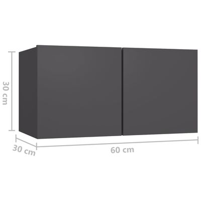 vidaXL Závesná TV skrinka sivá 60x30x30 cm